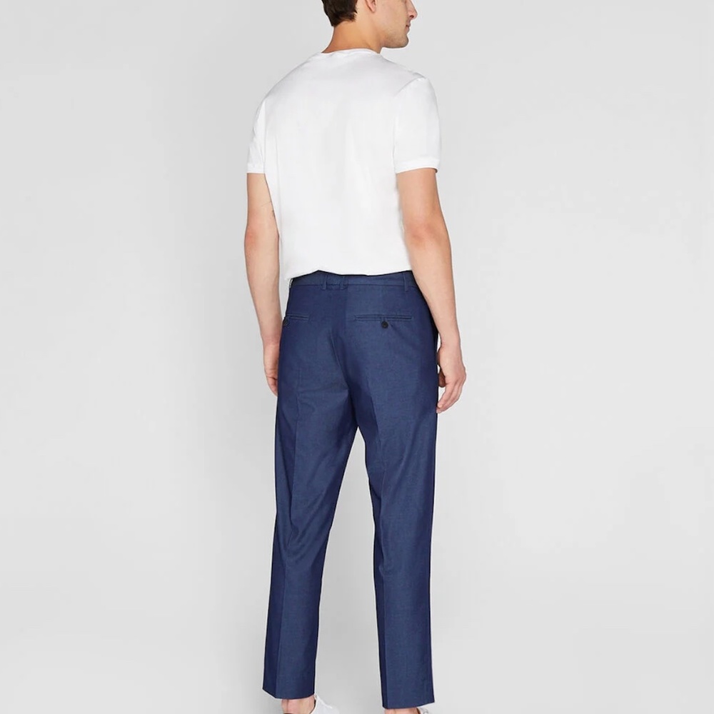 Indigo Chambray Tapered Dress Trousers - Brand New - NEVER WORN - Indigo - Picture 2 of 5